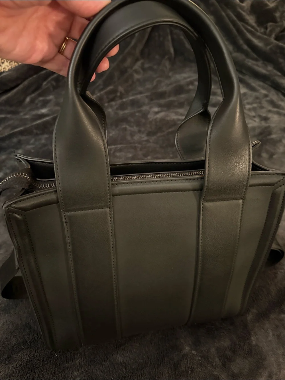 Madden Girl Black Vertical Panel Tote